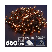 Trade Shop - Catena Luminosa 660 Luci Led Lucciole Bianco Caldo Con Controller 8 Funzioni -