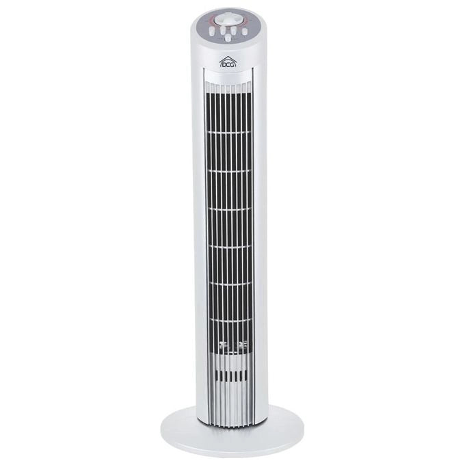 DCG VE9095 Ventilatore a Torretta da Pavimento 45W 3 Velocita' Oscillazione 90° Timer Risparmio Energetico colore Nero Bianco