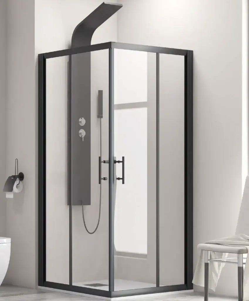 Box Doccia Profili Neri 6mm Anticalcare Doppio Scorrevole H190 - 69x89