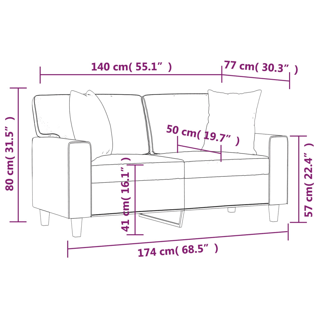 Divano a 2 Posti con Cuscini-Sofa 2 Posti con Cuscini Grigio 140 cm in Similpelle 479365