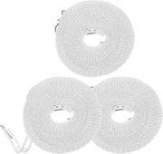 3 pezzi di corda per stendere bianca, 164 ft, impermeabile, in nylon, trasportabile, regolabile, per campeggio, viaggio, appendiabiti o uso domestico.