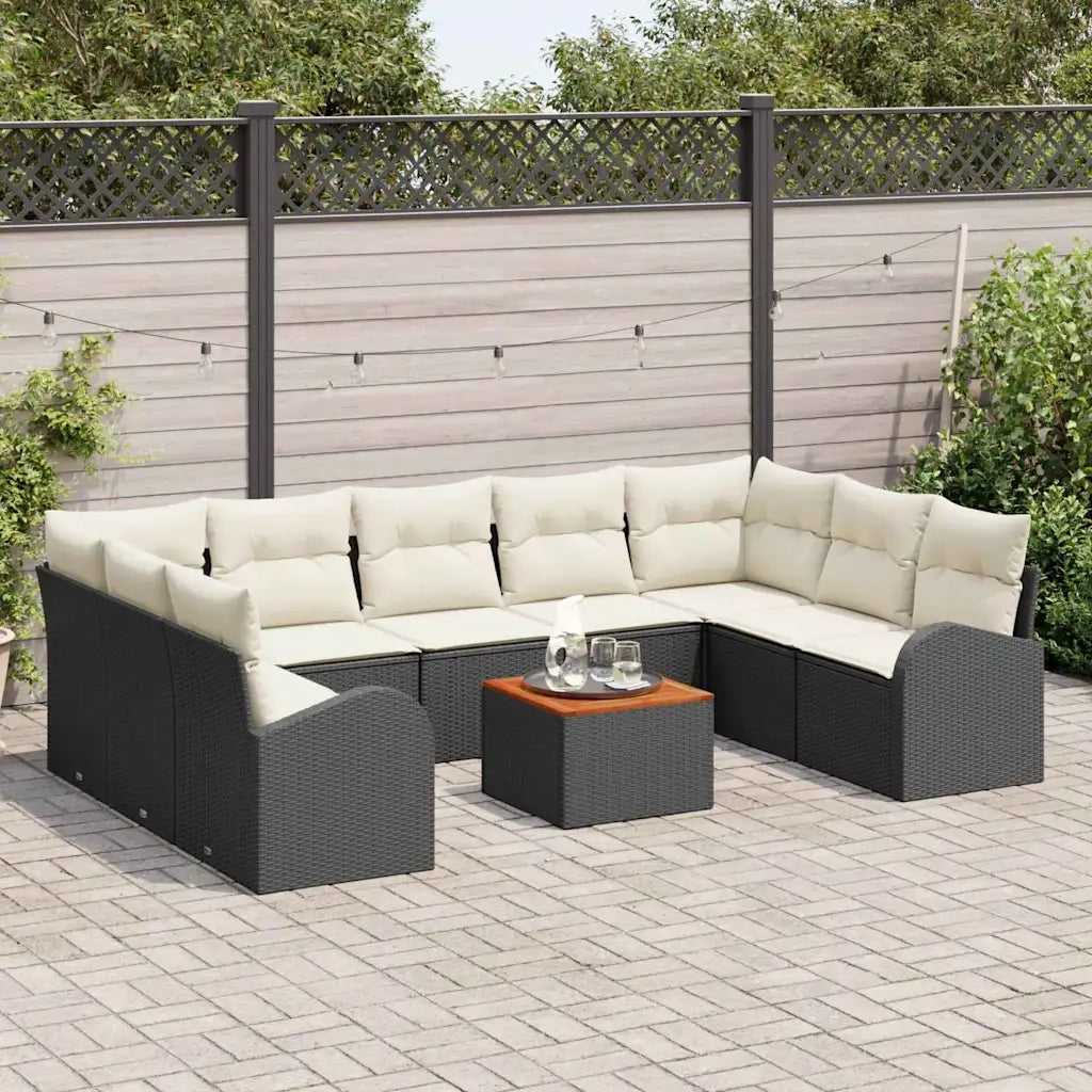 Set Divano da Giardino con cuscino 10 pcs Nero polyrattan 3347621