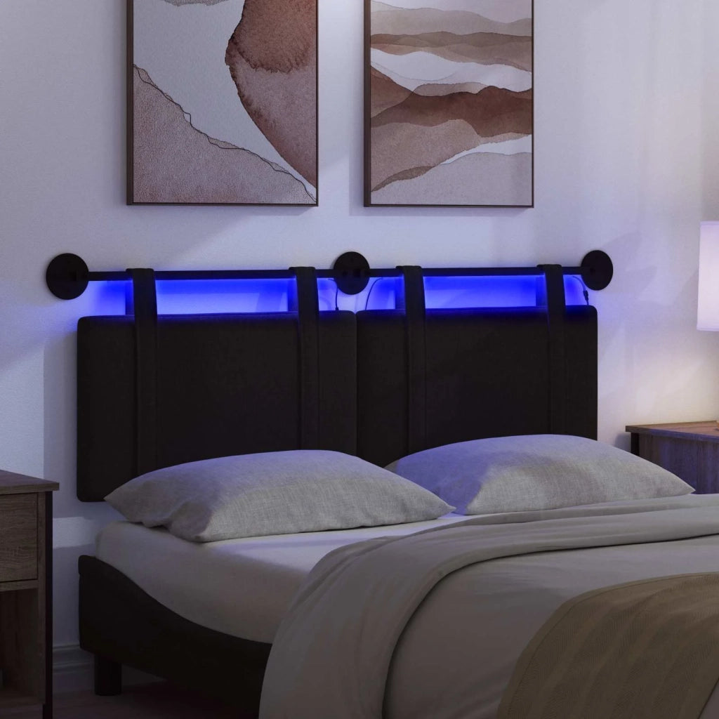 Testiera sospesa Con luce LED Nero Tessuto 3423909