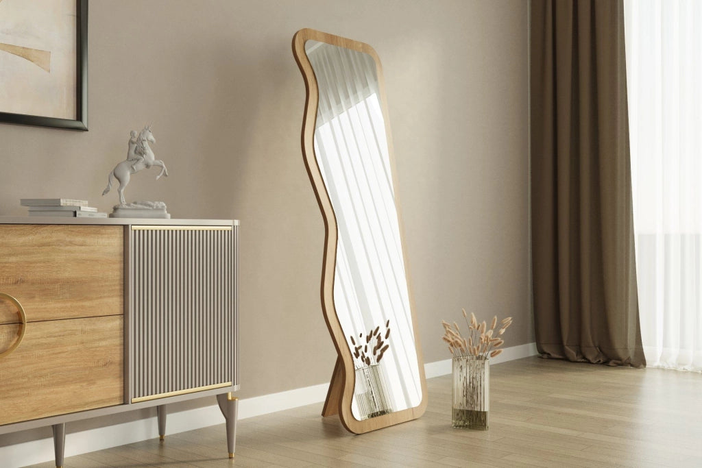 Specchio in legno "Asel" - 50 x 160 cm - Beige