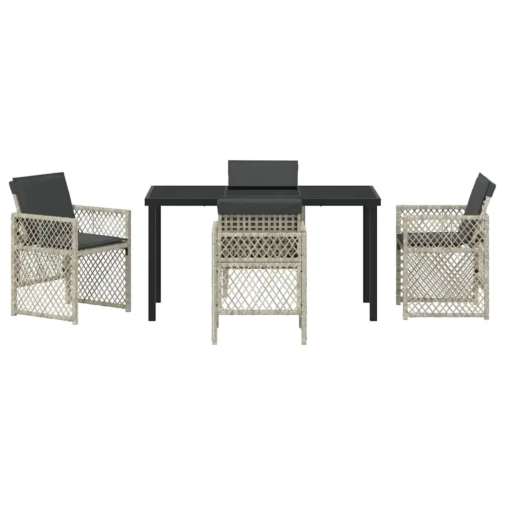Set da Pranzo per Giardino 5 pcs Grigio chiaro polyrattan