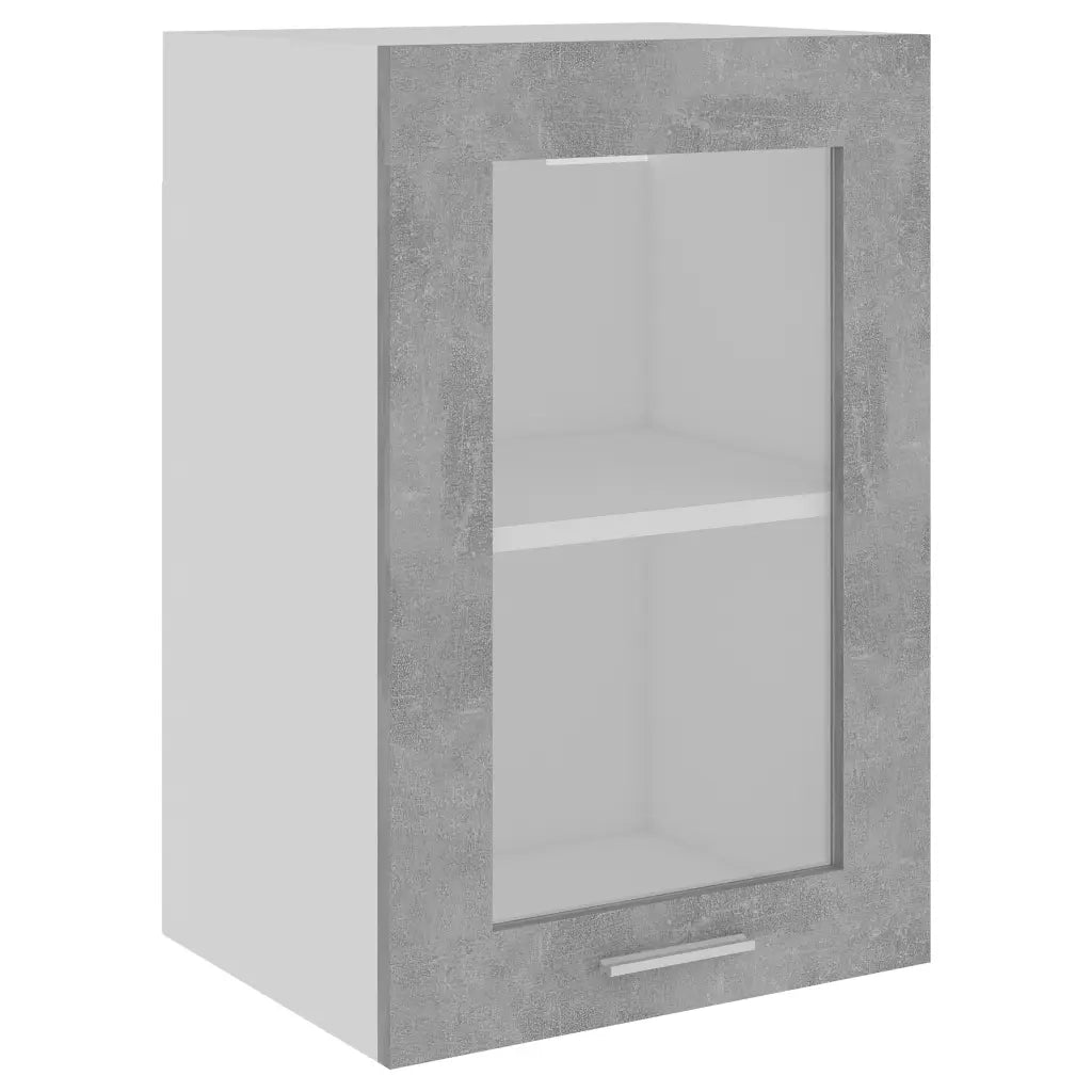 Mobile Pensile con Vetro “Lyon” Grigio Cemento 40x31x60 cm 802509