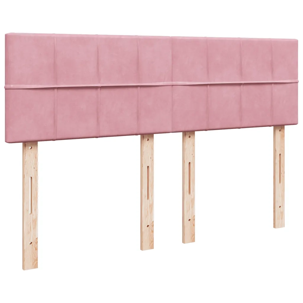 Struttura Letto Pouf con Materasso Rosa 140x190 cm in Velluto 3311776