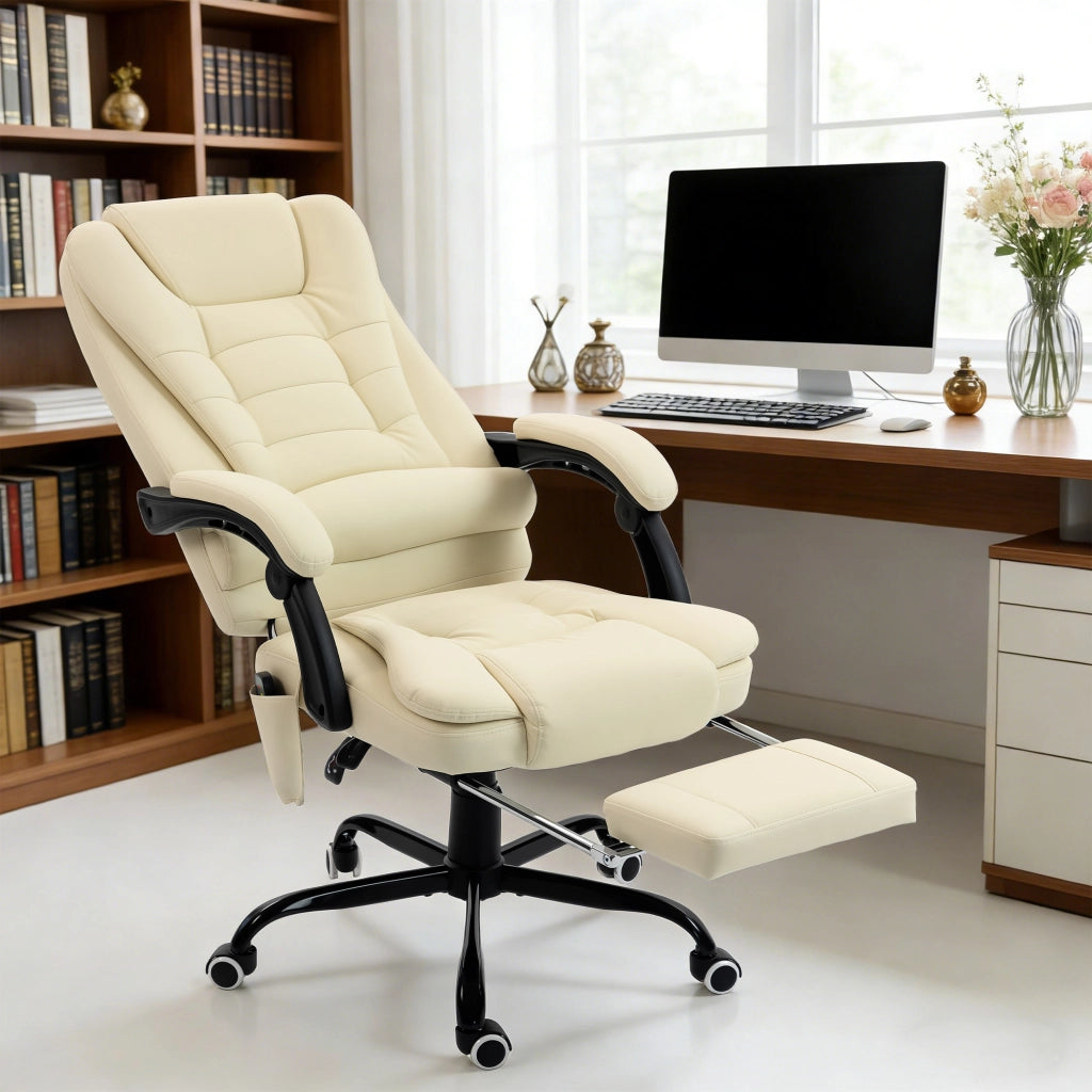 Sedia da ufficio massaggiante reclinabile regolabile ¨C Minimal ¨C beige