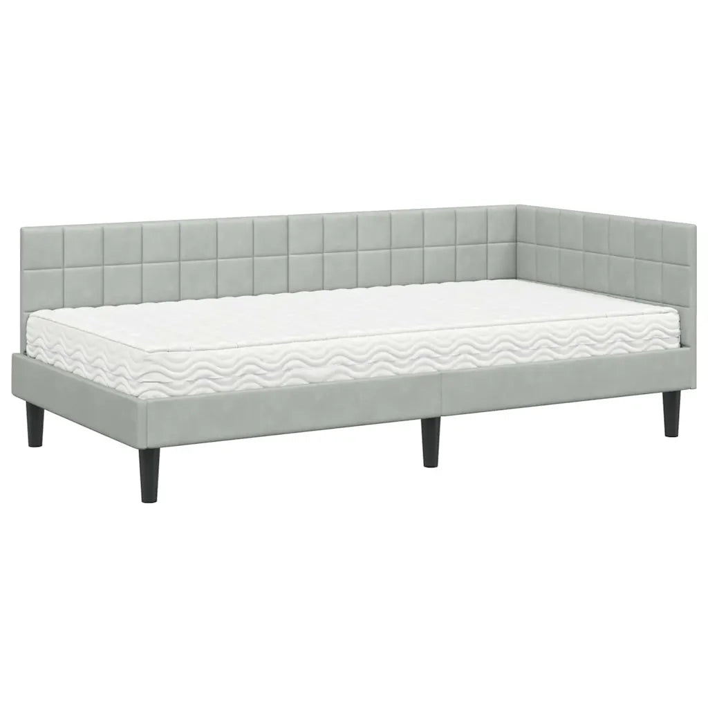 Struttura Letto Angolare con Materasso 2 pcs Grigio chiaro