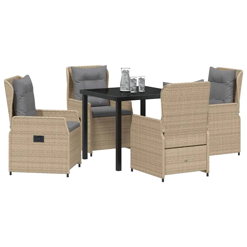 Set da Pranzo per Giardino 5 pcs Beige e Grigio Chiaro