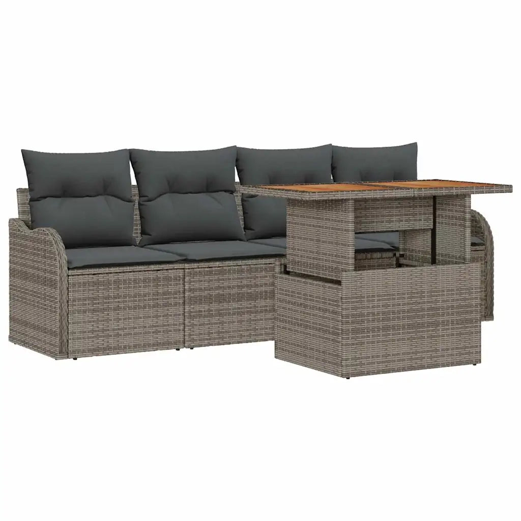 Set Divano da Giardino 5 pcs Grigio polyrattan 3358127