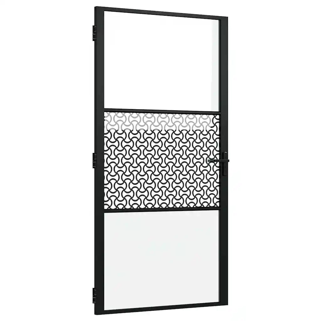 Porta in vetro Traforo Nero 76 x 3.5 x 201.5 cm Alluminio