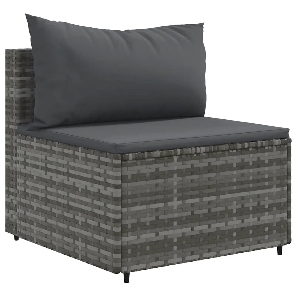 Set Divani da Giardino 6 pz con Cuscini in Polyrattan Grigio 3308162