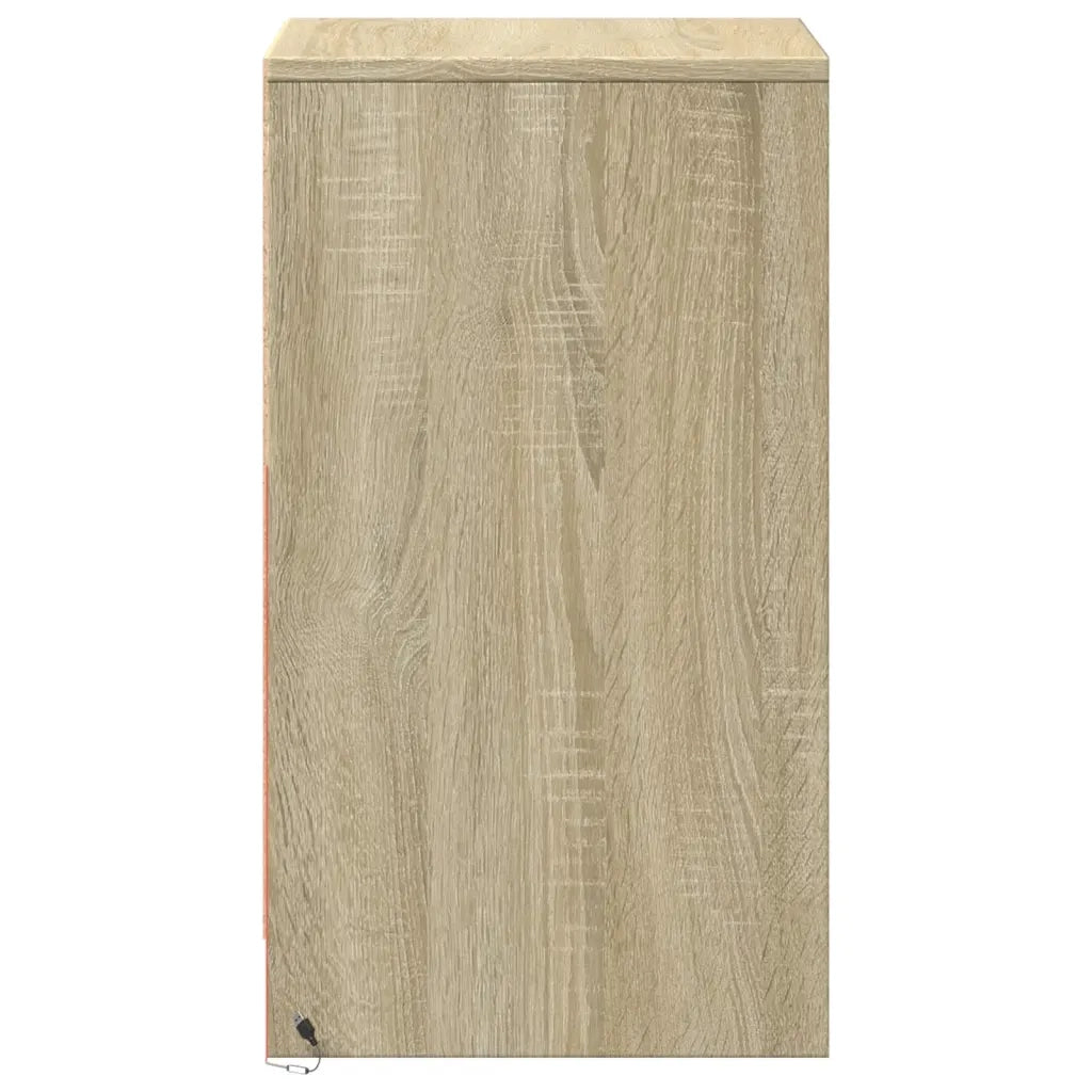 Comodino | Armadio da Notte | Mobiletto da notte con Luci LED Rovere Sonoma in Legno Multistrato