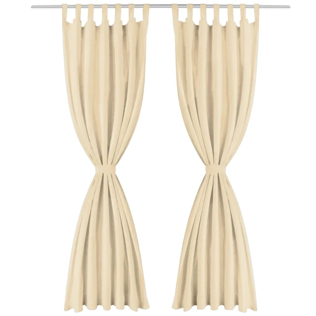 Tende in Micro Raso 2 pz con Passanti 140x245 cm Beige 132218
