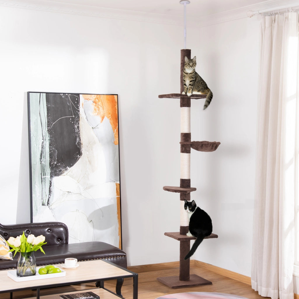 Tiragraffi Albero Multilivello ¨C Minimal ¨C Marrone 40x34x230-260cm