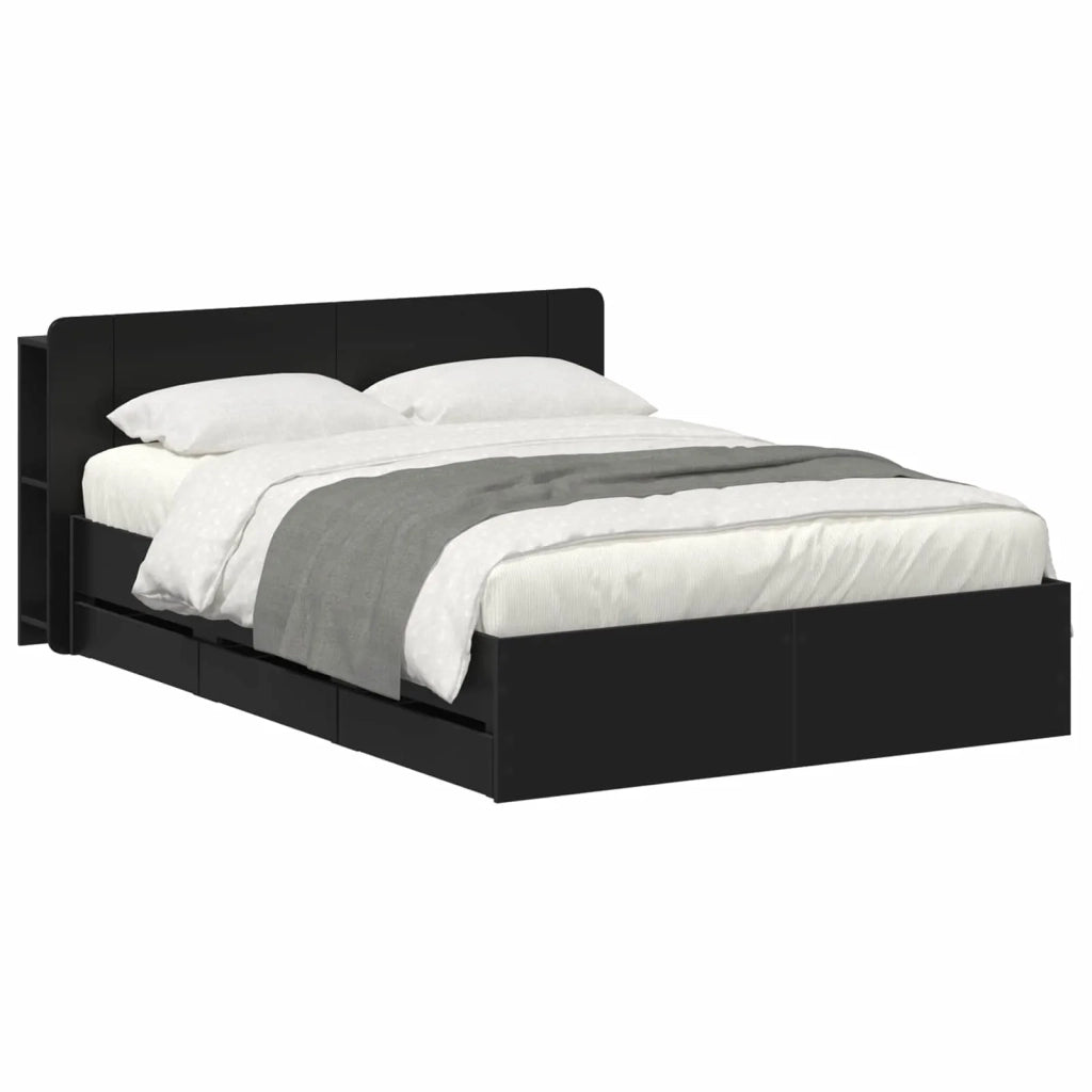 Struttura del letto con stoccaggio e testata Nero 160 x 200 cm 3433973