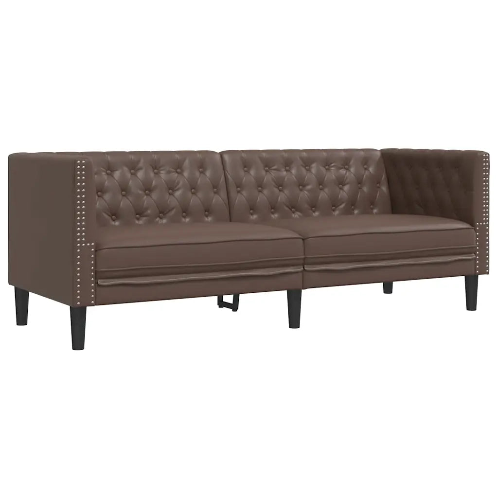 Set Divani Chesterfield 2pz Marrone in Similpelle 3209276
