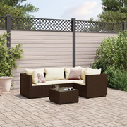 Set Divani da Giardino 5 pz con Cuscini Marrone in Polyrattan 3308081