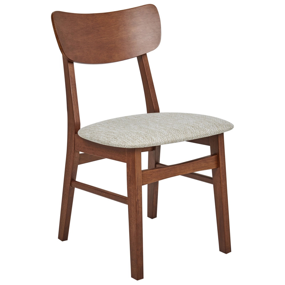 Set di 2 sedie da pranzo Struttura in legno di gomma scuro Seduta in tessuto poliestere tortora Design retrò senza braccioli