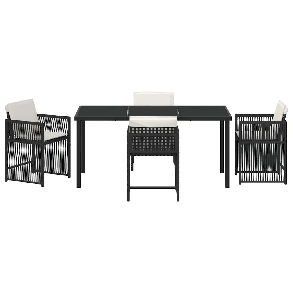 Set da Pranzo per Giardino 5 pcs Nero polyrattan