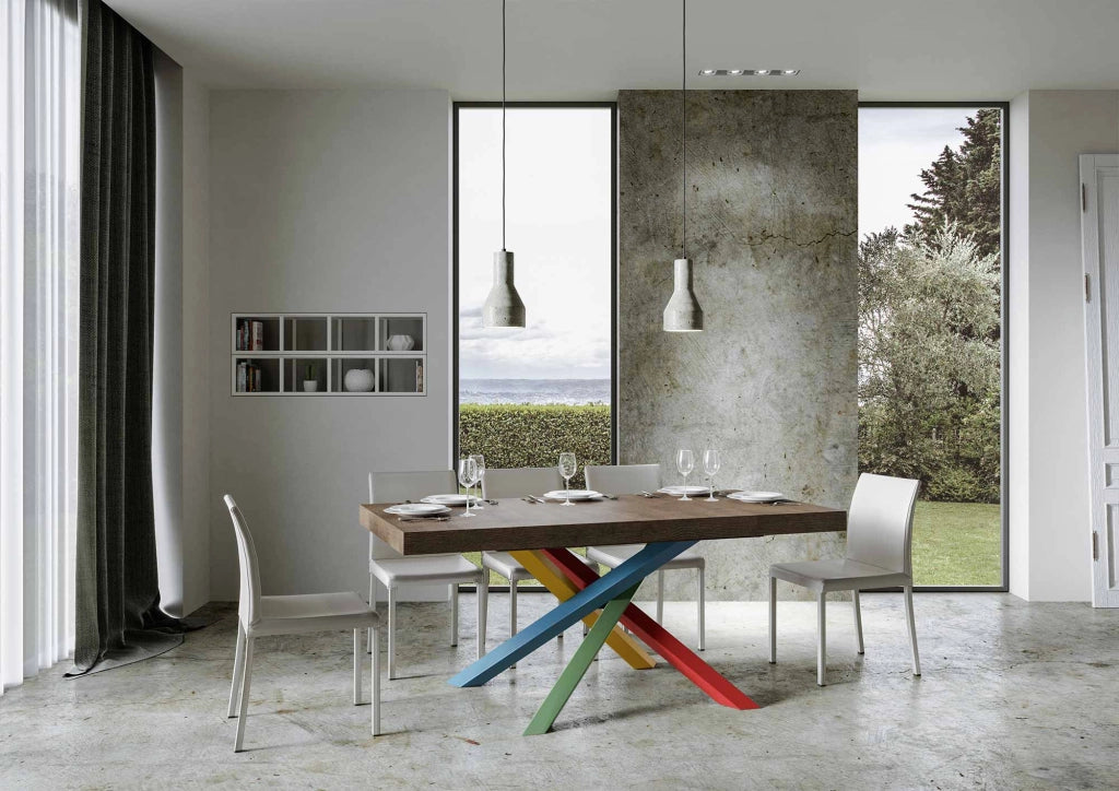 Tavolo allungabile 90x200/304 cm Volta noce telaio 4/B