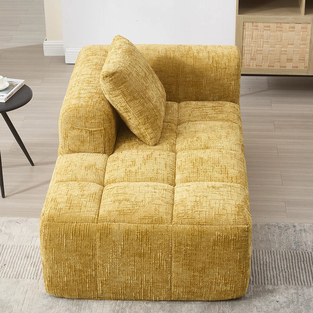 Chaise longue - Xylo - pronto uso con tasche laterali giallo