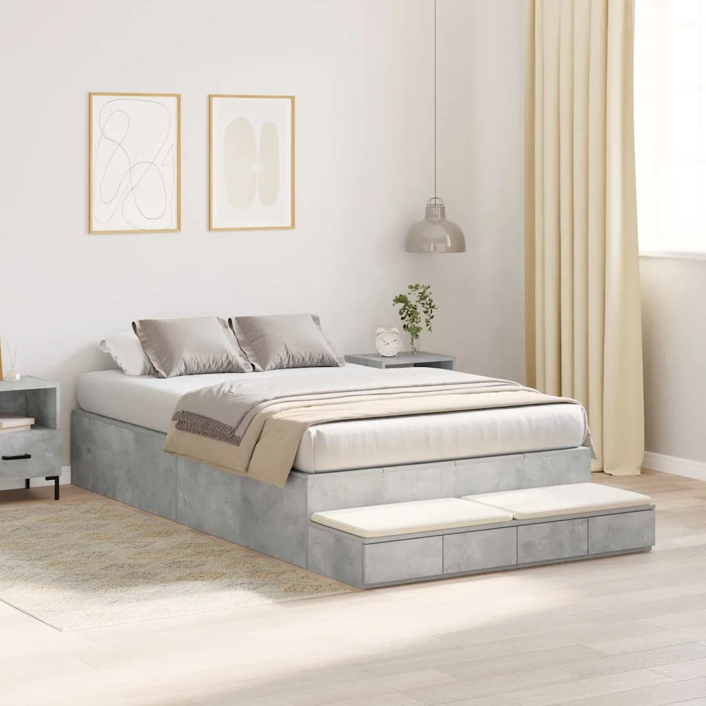 Struttura letto con contenitore con porta Grigio cemento 120 cm 3335688