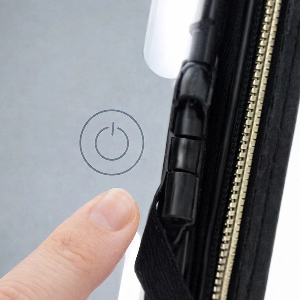 Borsa Nera Porta Trucchi con Led Specchio ed Illuminazione Organizer Scomparti