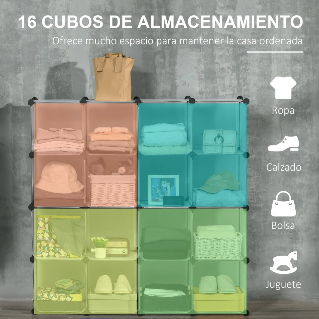 Armadio Scarpiera Plastica con 16 Cubi ¨C Minimal ¨C 125x32x125 cm Trasparente