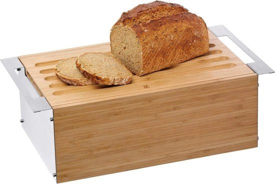 Tromba per pane in bambù 43 x 25 x 15 cm con cassetta di taglio rimovibile