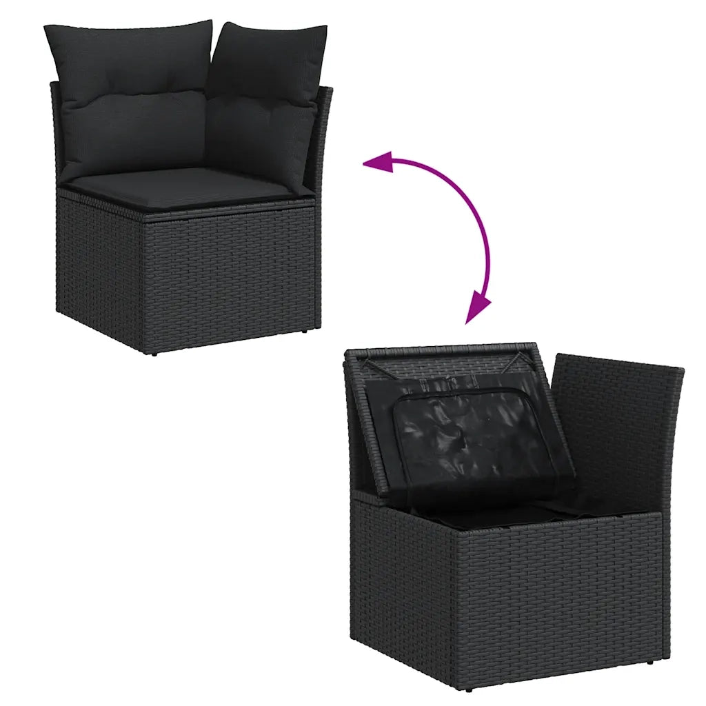 Set Divani da Giardino con Cuscini 7pz Nero Polyrattan 3327338