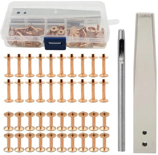 Set di Viti a Tappo - Kit di Viti a Tappo - Macchina per Viti a Tappo - Viti a Tappo per Pelle - Viti a Tappo in Ottone - Facile da Installare - Elevata Prestazione - Kit di Viti a Tappo