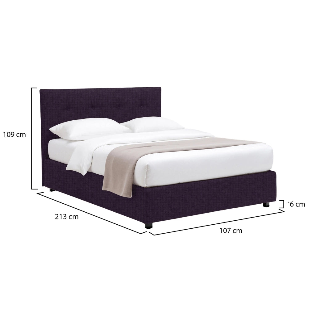 Chichester, Letto Singolo Sfoderabile Made in Italy, Viola