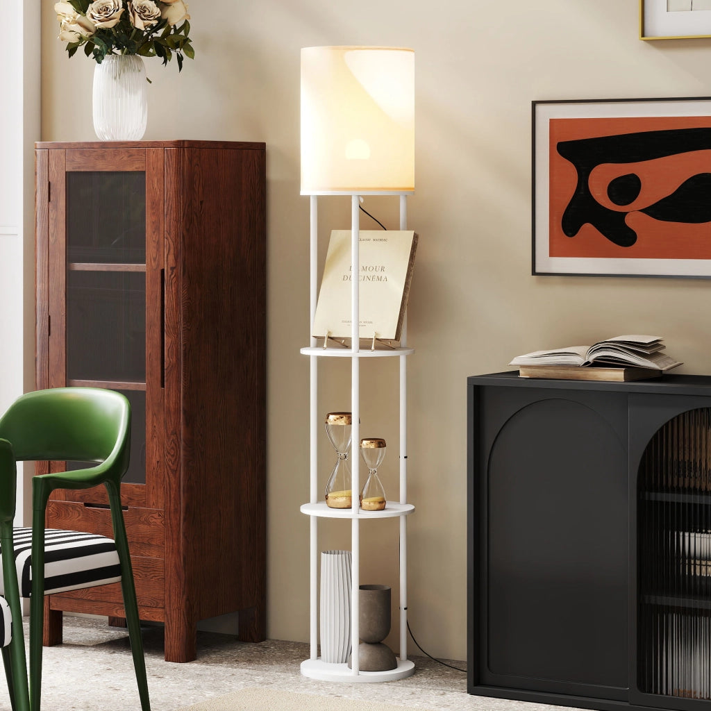 Lampada da terra con ripiani ¨C Minimal ¨C 3 temperature colore telecomando bianco
