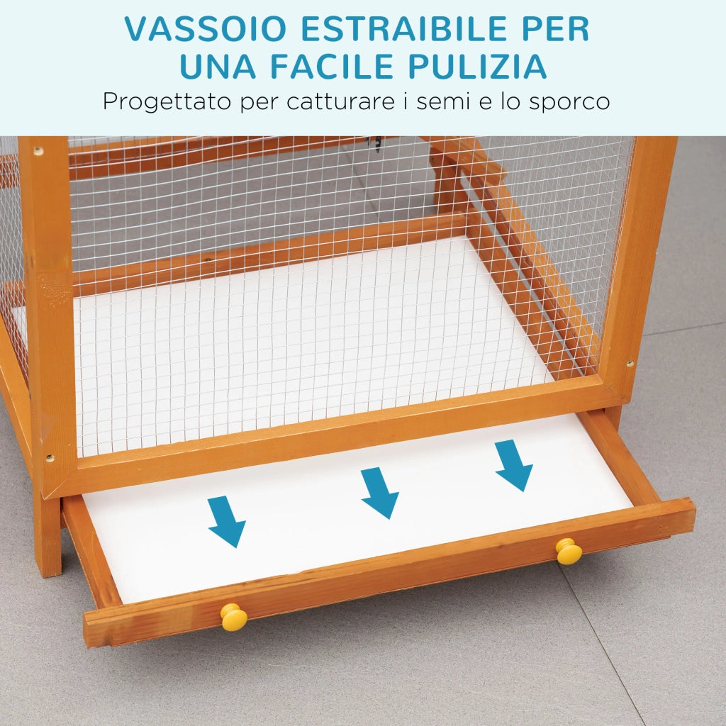 Gabbia per Uccelli in Legno da Esterno ¨C Minimal ¨C Arancione 165cm