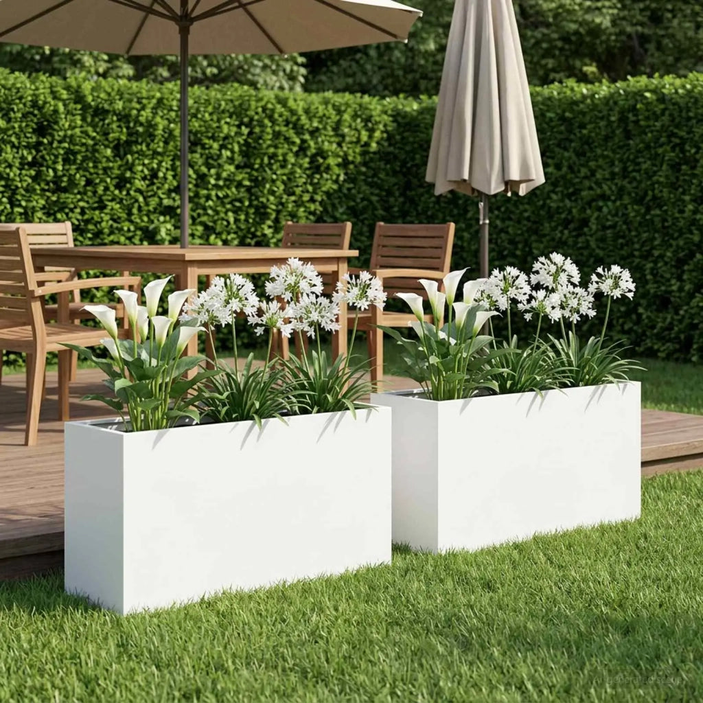 Vaso da giardino 2 pz Bianco 80 x 30 x 50 cm 8005599