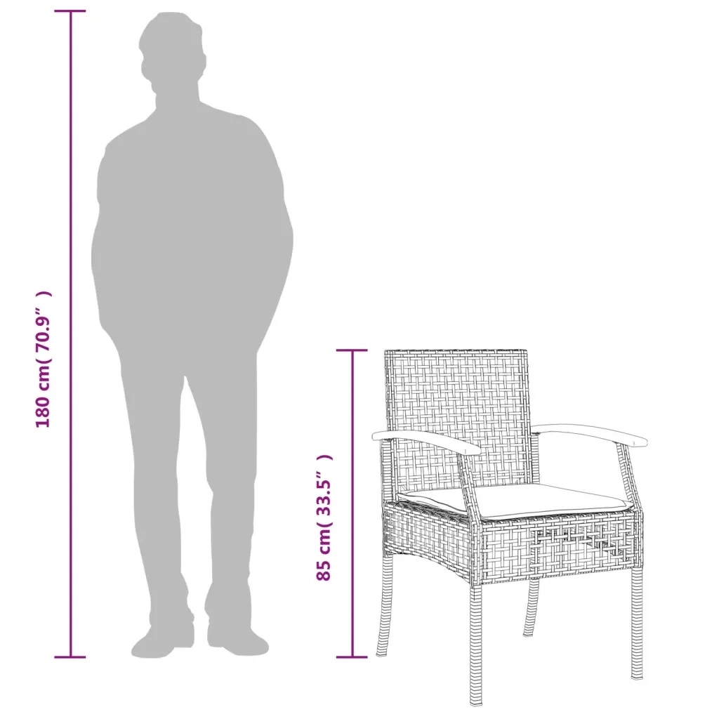 Set da Pranzo da Giardino 5 pz con Cuscini Beige in Polyrattan 3213580