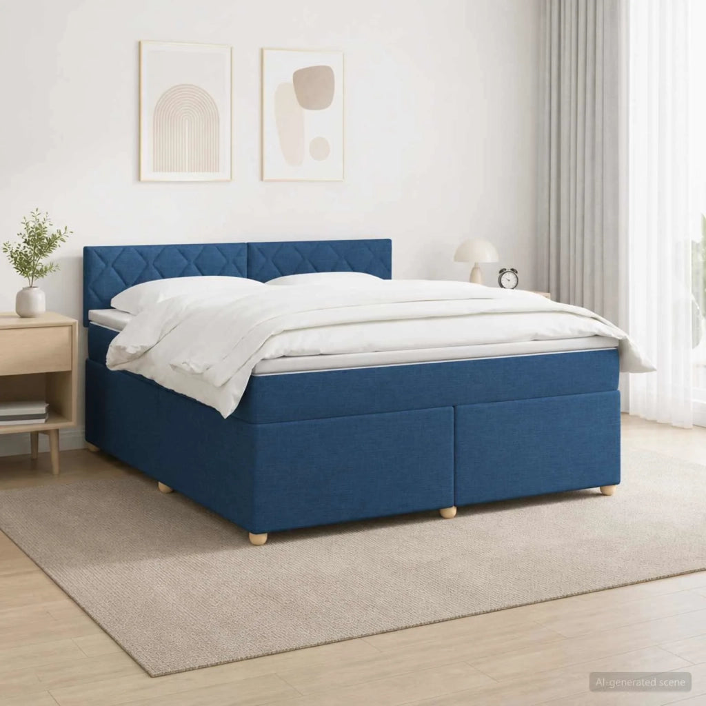 Letto box spring con materasso Blu 180 x 200 cm Tessuto 3452491