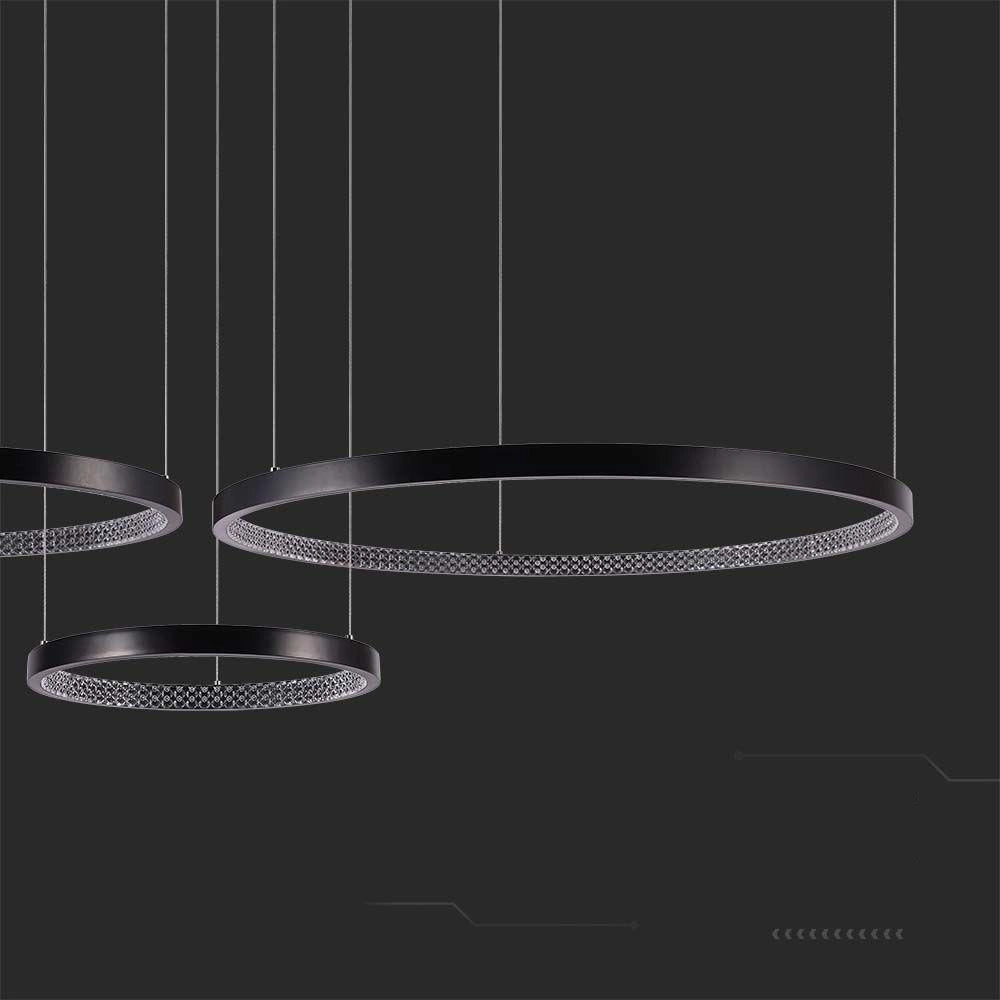 Lampada a sospensione LED 3 anelli nera 3000K V-TAC