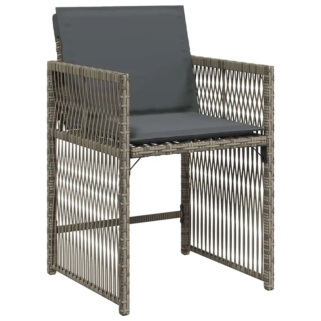 Set da Pranzo per Giardino 5 pcs Grigio polyrattan