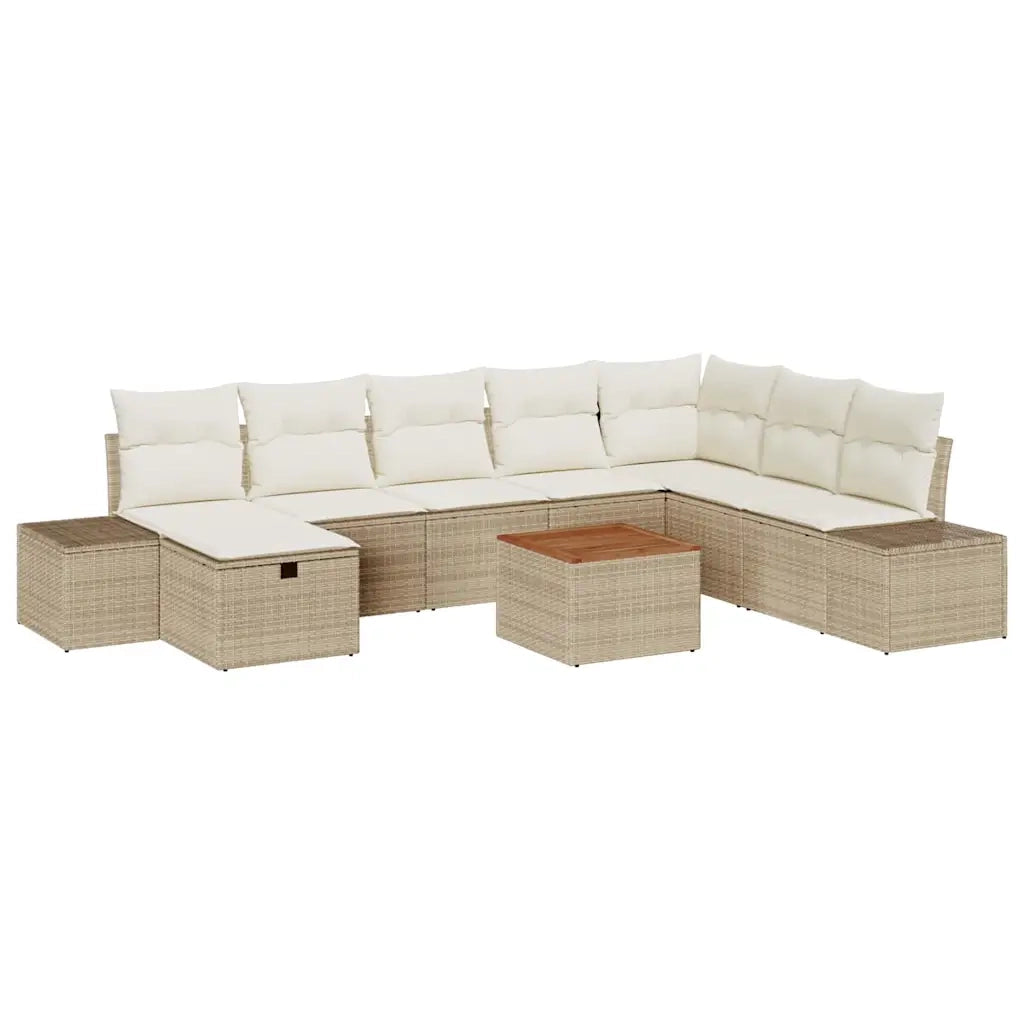 Set Divano da Giardino con cuscino 9 pcs Beige polyrattan 3359610
