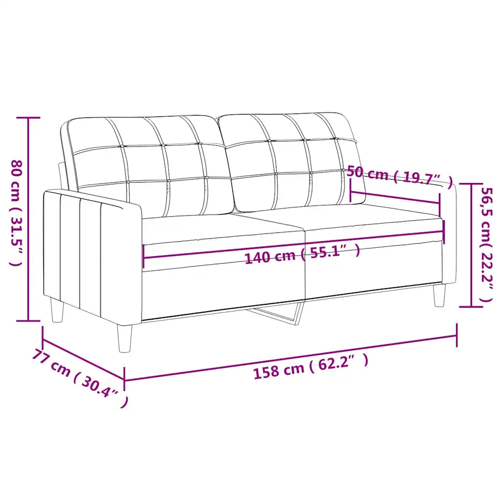 Divano a 2 Posti Nero 140 cm in Similpelle 359117