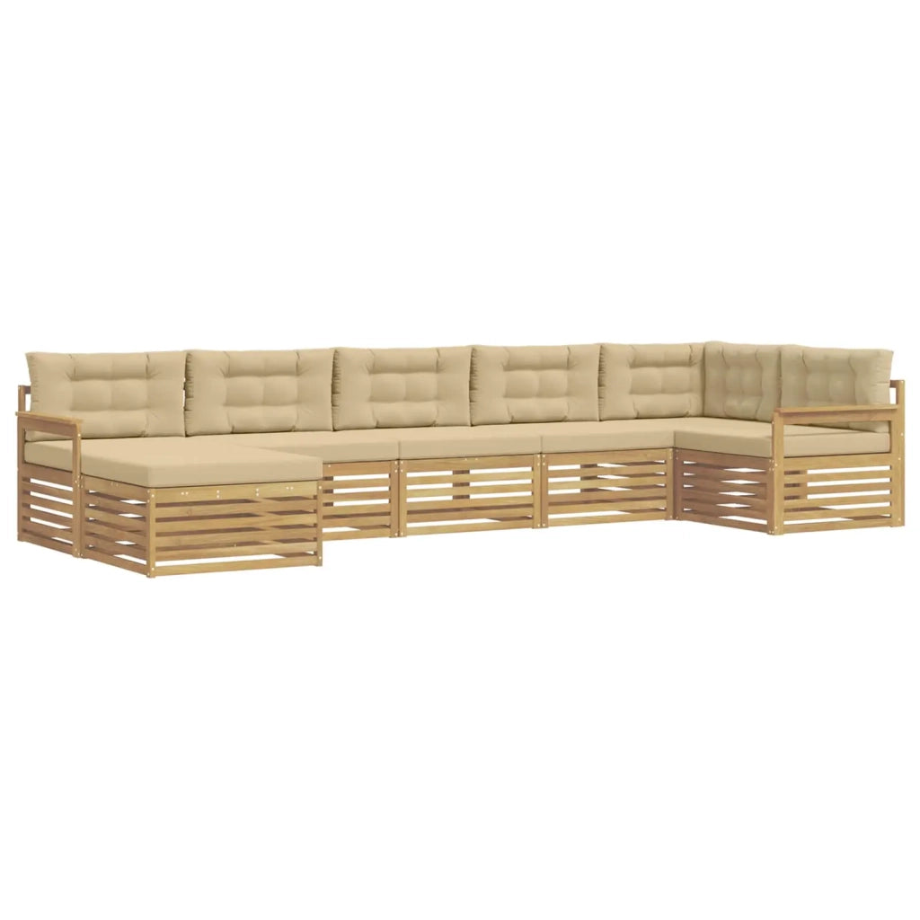 Set di divani da esterno con cuscino 7 pcs Bianco e Beige 3390833