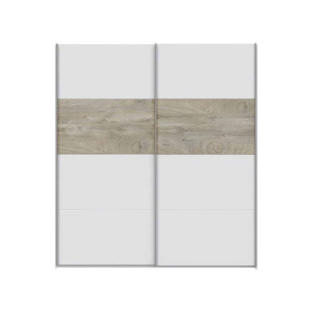 Armadio in Kit Bianco Artico e Rovere a 2 Ante Scorrevoli 180 x 60 x h 200 cm Fores