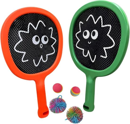Set di racchette da badminton per principianti - racchette da tennis leggere per bambini - giochi da piscina e da spiaggia - inclusi 2 palloni di spugna e 2 palloni di corda - per ragazze e ragazzi - giochi da esterno.