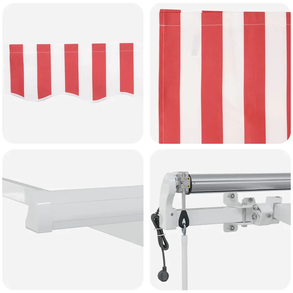 Tettuccio Elettrico Retrattile Rosso e Bianco 600 × 350 cm 3331719