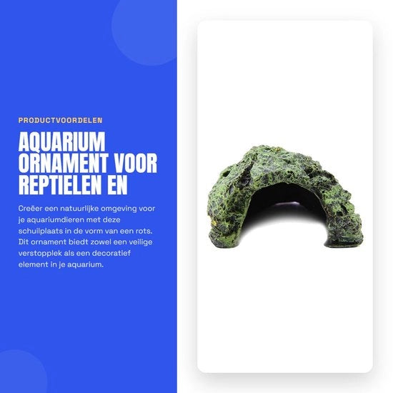 Decorazione per acquario - Grotta Verbergen - Rifugio per tartarughe - Vetrina ecocompatibile - Aspetto naturale - Terrazza di salita sicura - Decorazione per acquario