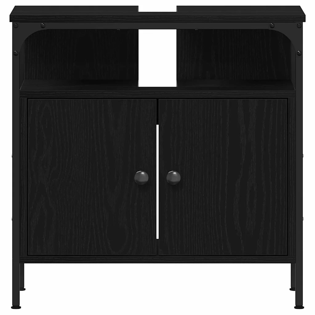 Set di mobili per il bagno 2 pcs Nero Legno multistrato 3334321