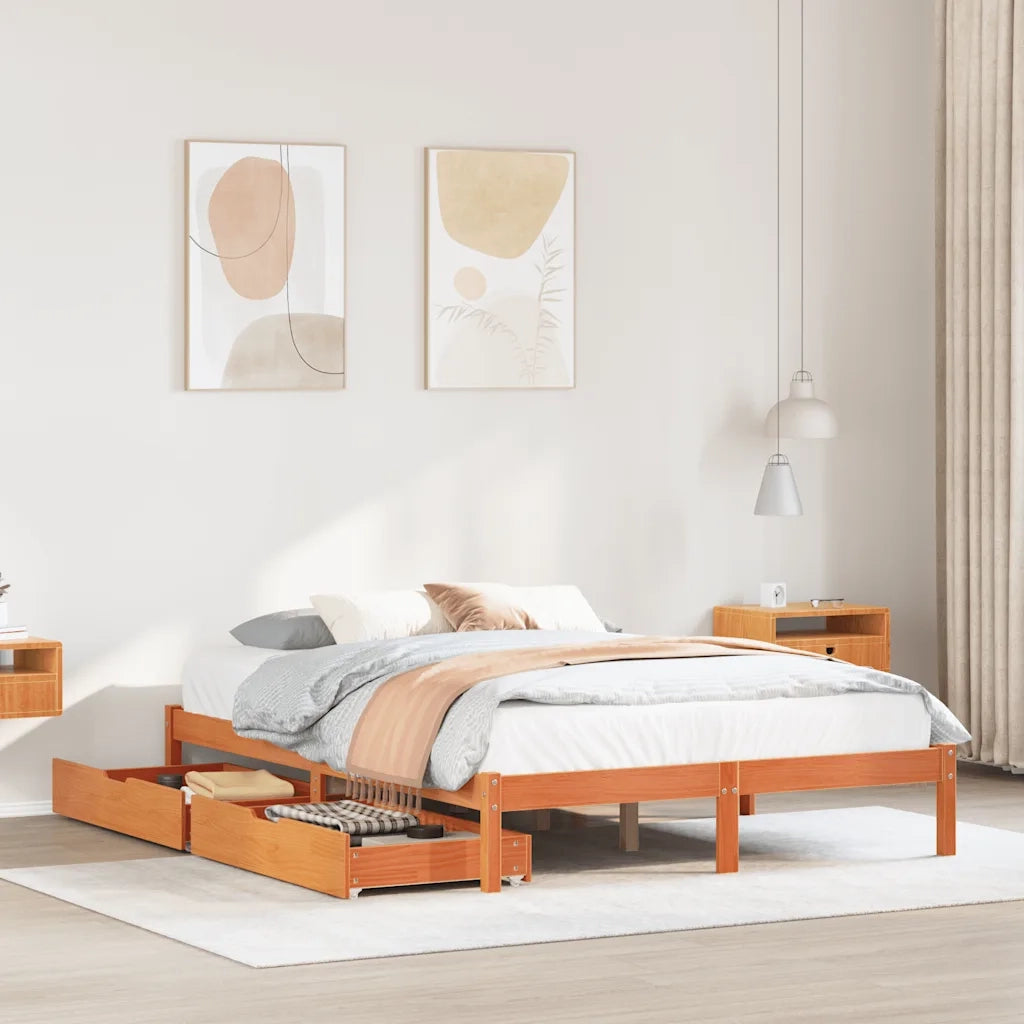 Letto matrimoniale | Letto per adulti | Letto senza Materasso Marrone Cera 120x200 cm in Legno di Pino